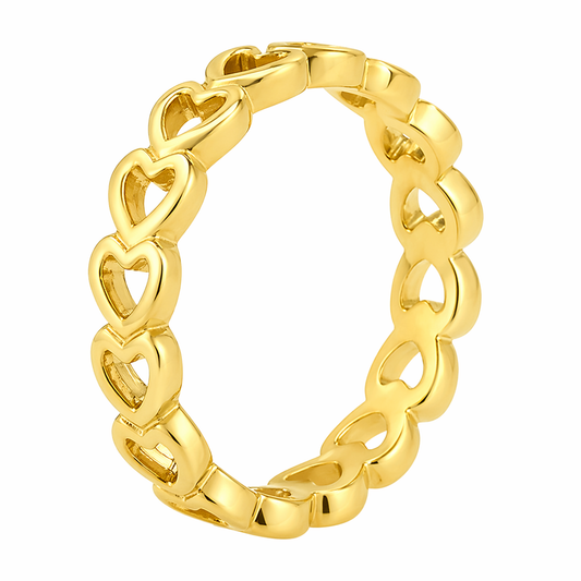 18k Gold PVD Stainless Steel Eternty Open Heart Love Band Ring