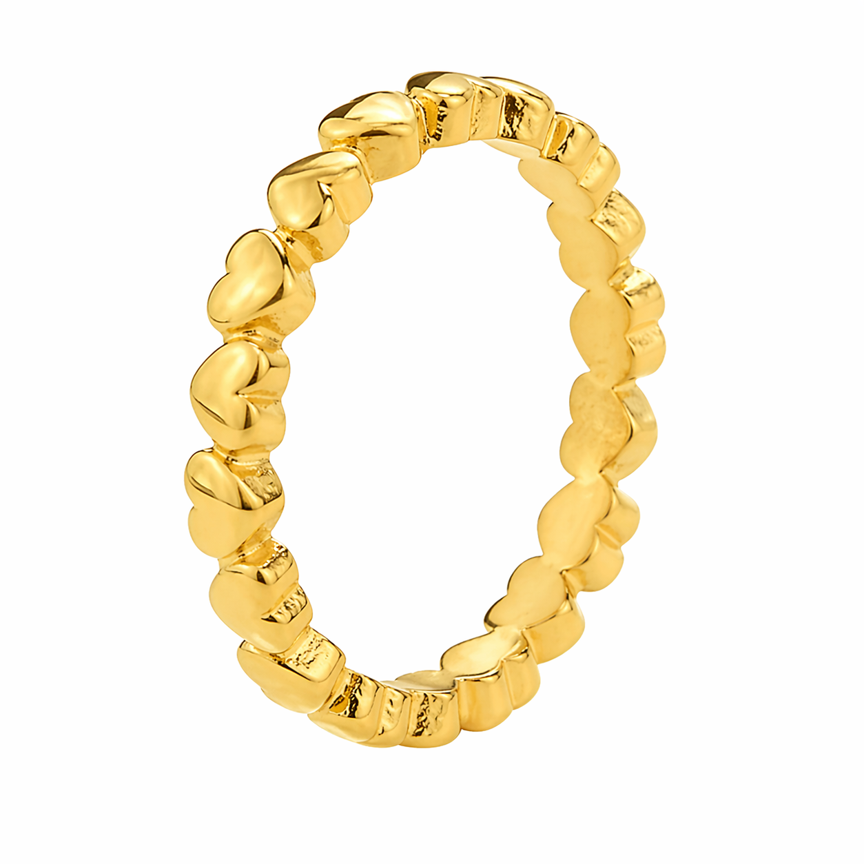 18k Gold PVD Stainless Steel Eternity Solid Heart Love Band Ring