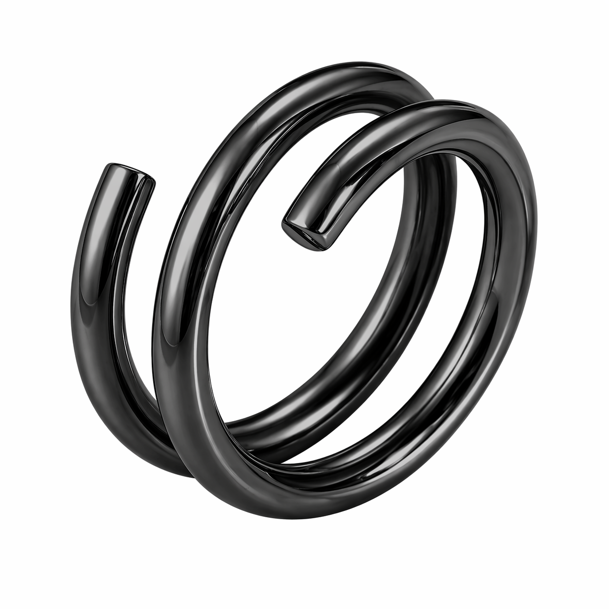 Black PVD Plated Stainless Steel Wire Coil Spiral Band Ring