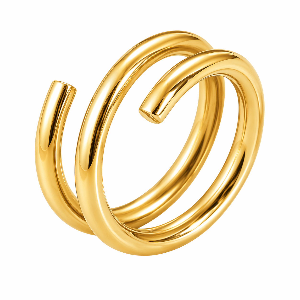 18k Gold PVD Stainless Steel Wire Coil Spiral Band Ring