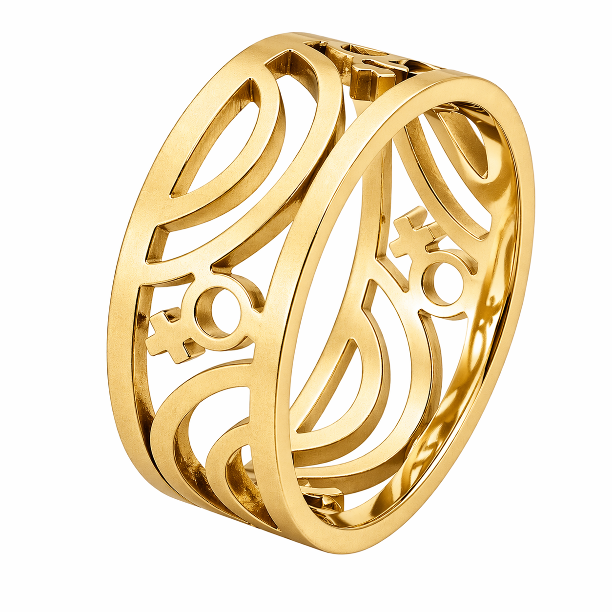 18k Gold PVD Stainless Steel Rainbow Pride Eternity Band Ring