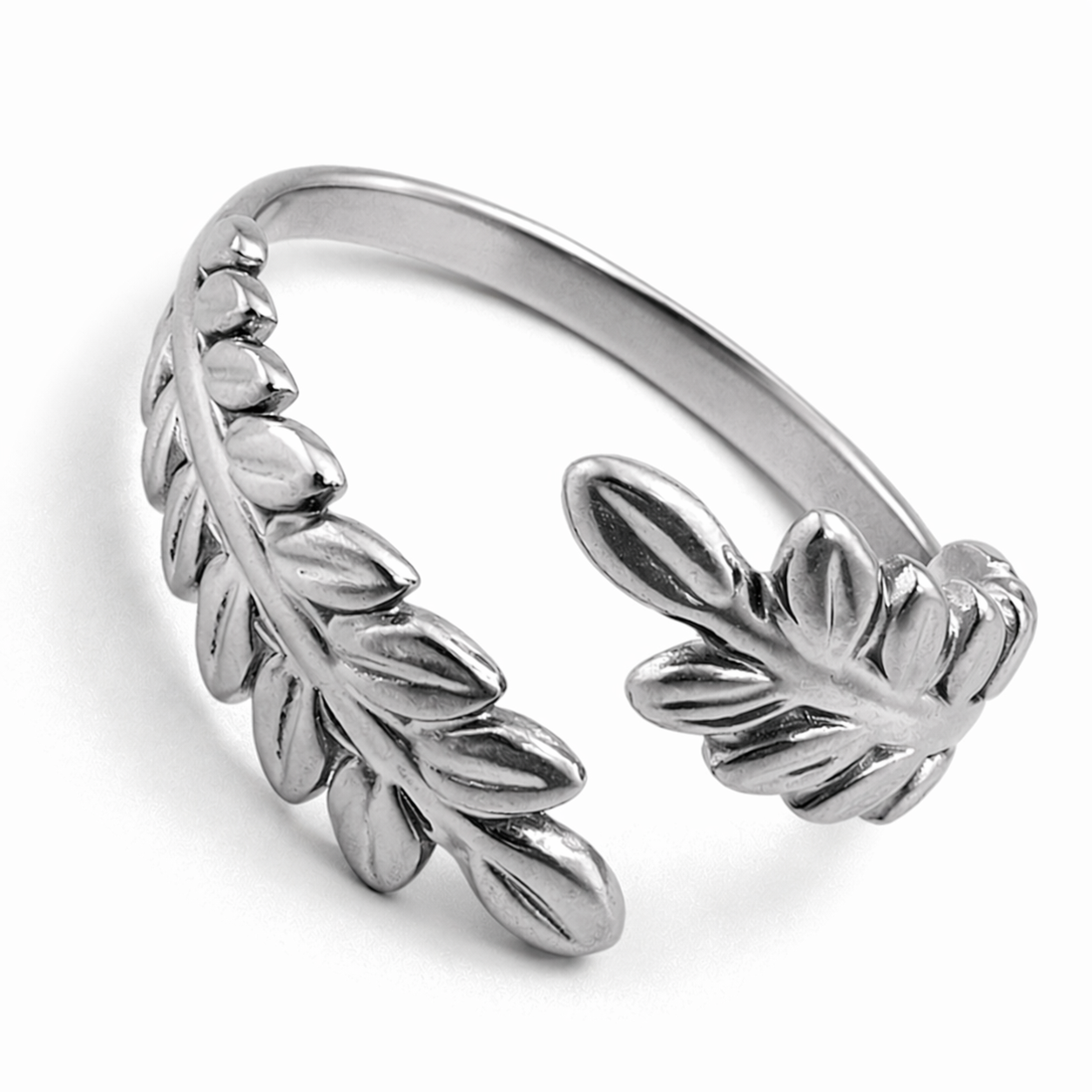 Stainless Steel Open Leaf Ring