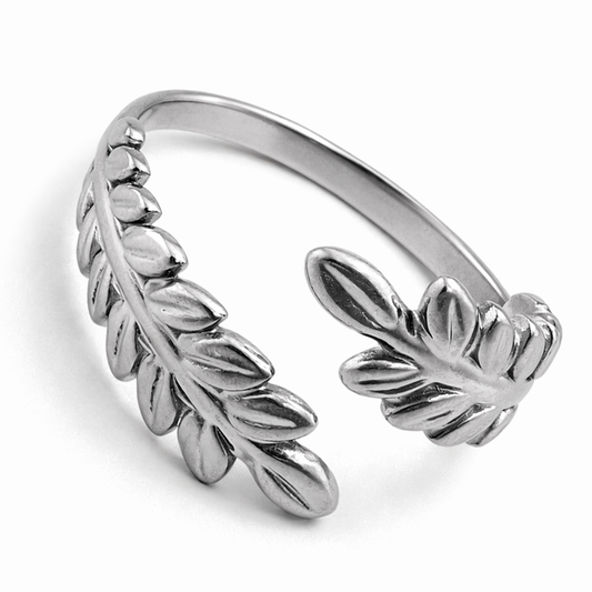 Stainless Steel Open Leaf Ring