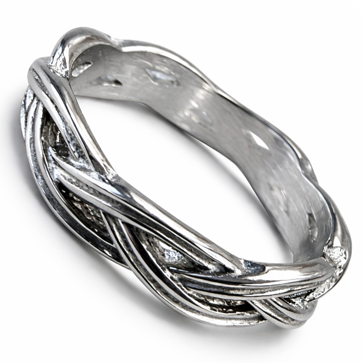 Stainless Steel Criss Cross Knot Weave Band Ring