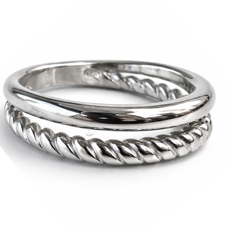 Stainless Steel Rope Twist Split Shank Band Ring