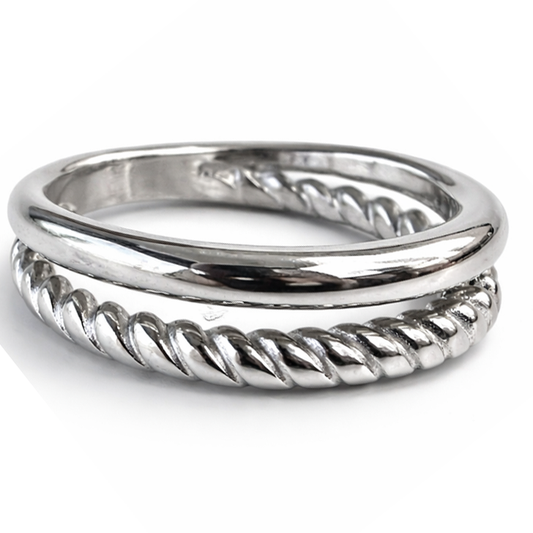Stainless Steel Rope Twist Split Shank Band Ring