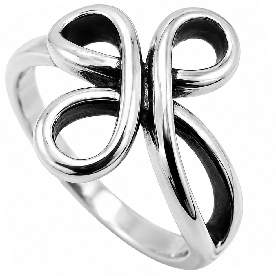 Stainless Steel Sideways Cross Infinity Knot Forever Love Ring