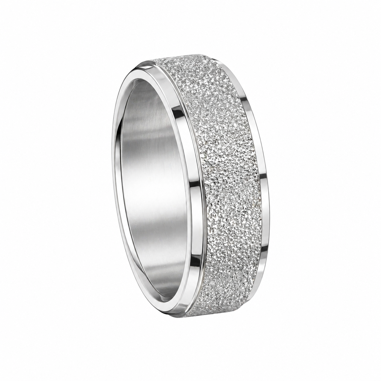 Stainless Steel Eternity Texture Wedding Band Ring