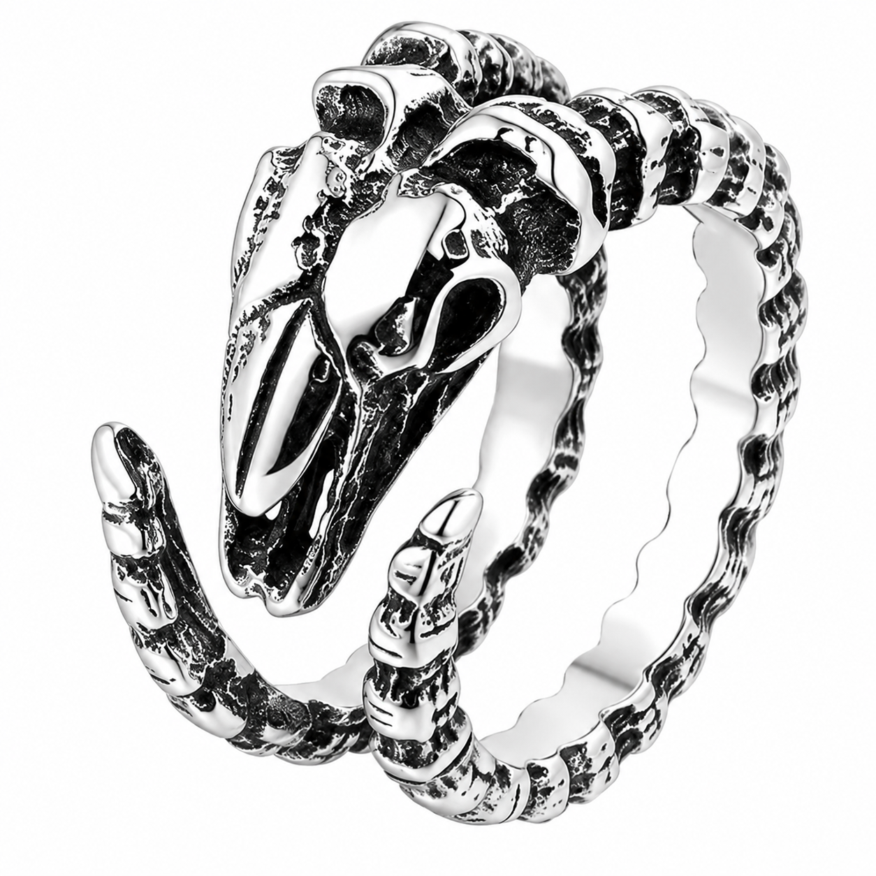 Stainless Steel Animal Head Skeleton Ram Ring