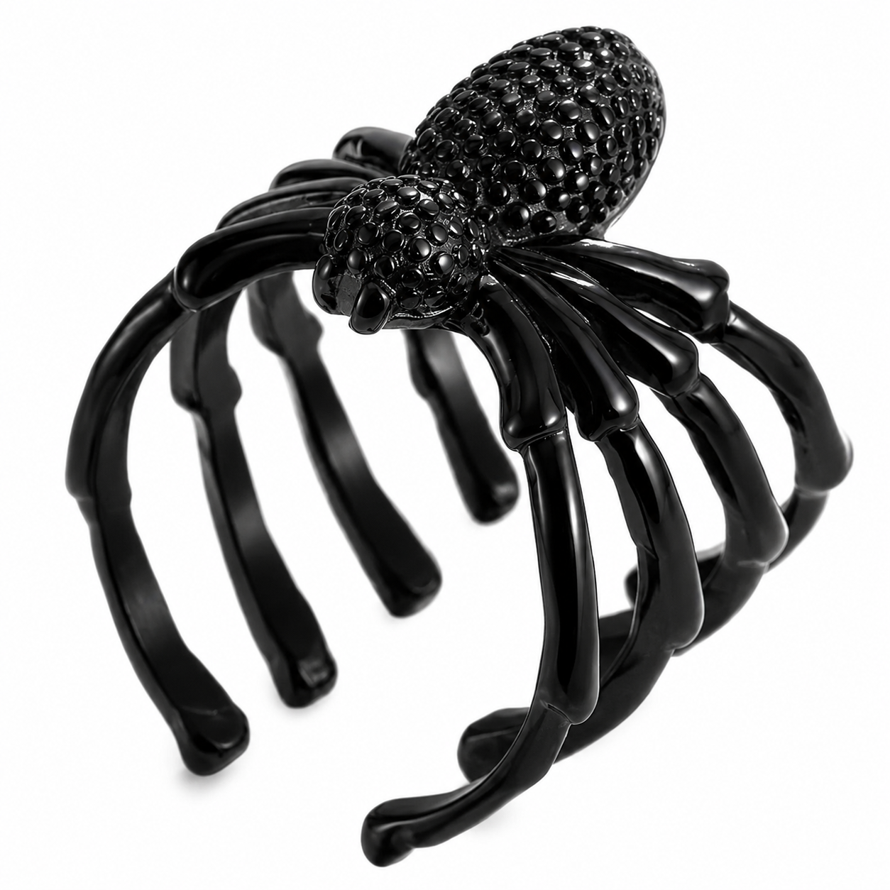 Black PVD Stainless Steel Spider Halloween Creepy Animal Ring