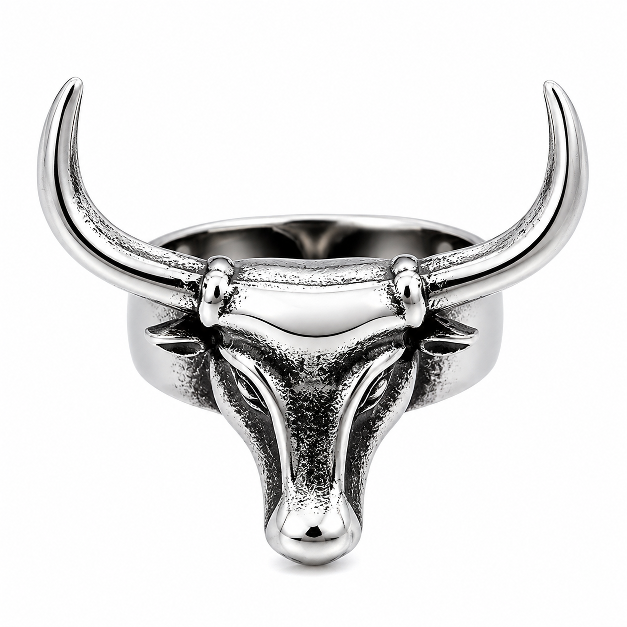 Stainless Steel Large Bull Longhorn Cattle Rancher Animal Ring
