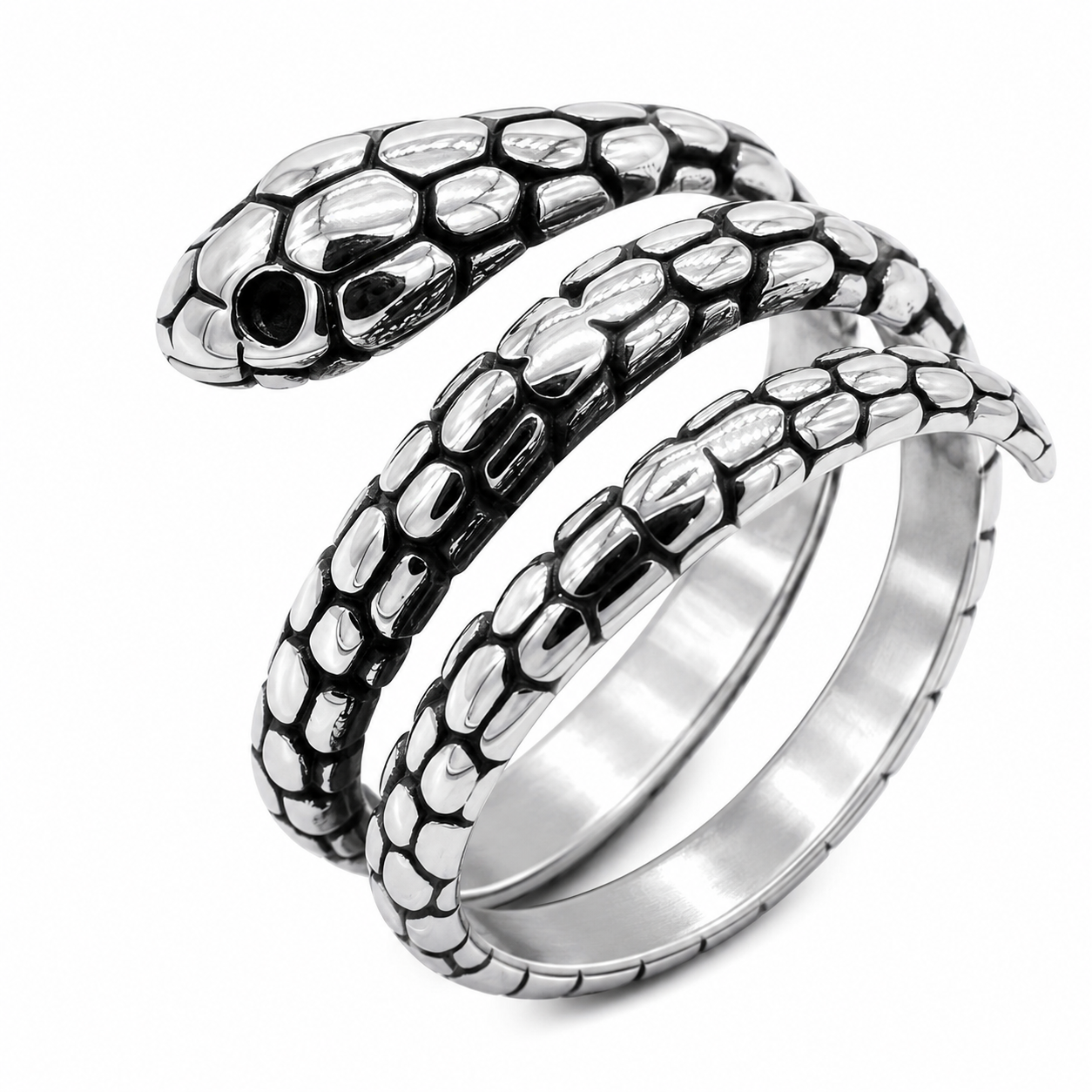 Stainless Steel Snake Coil Animal Serpent Ring
