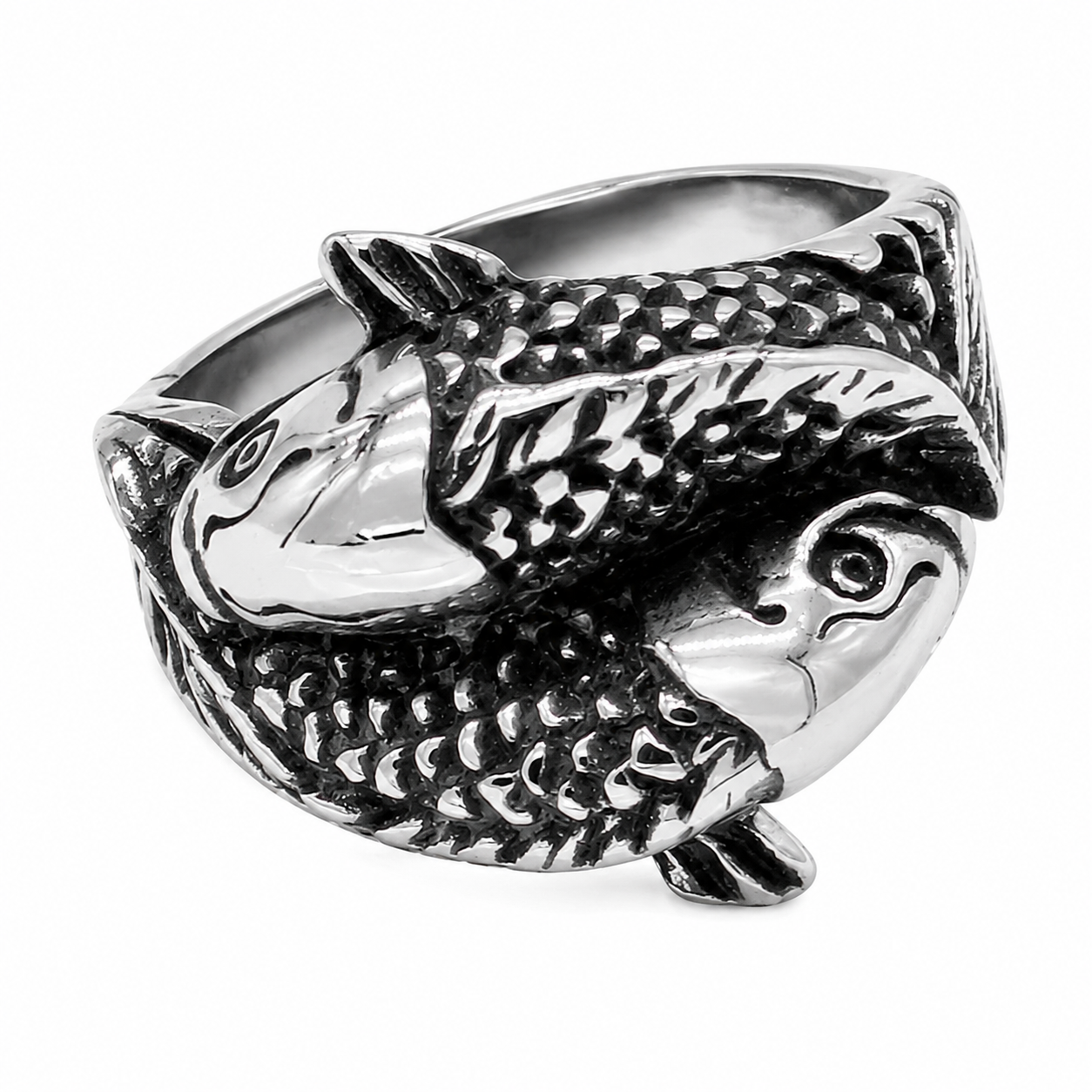 Stainless Steel Coy Fish Friendship Marine Life Animal Ring