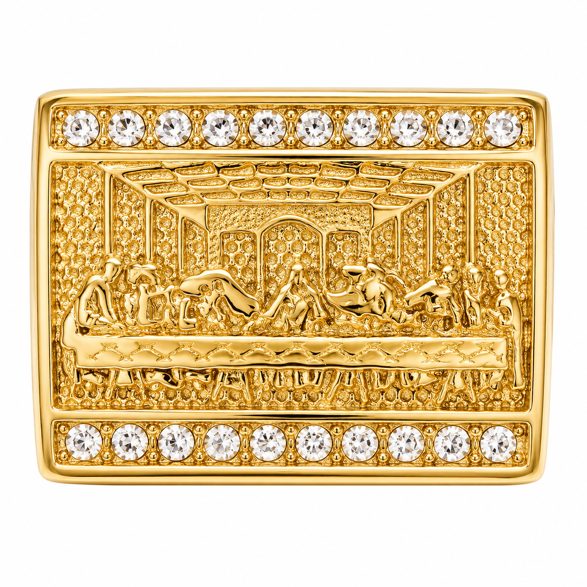 18k Gold PVD Stainless Steel Last Supper Jesus Communion Ring