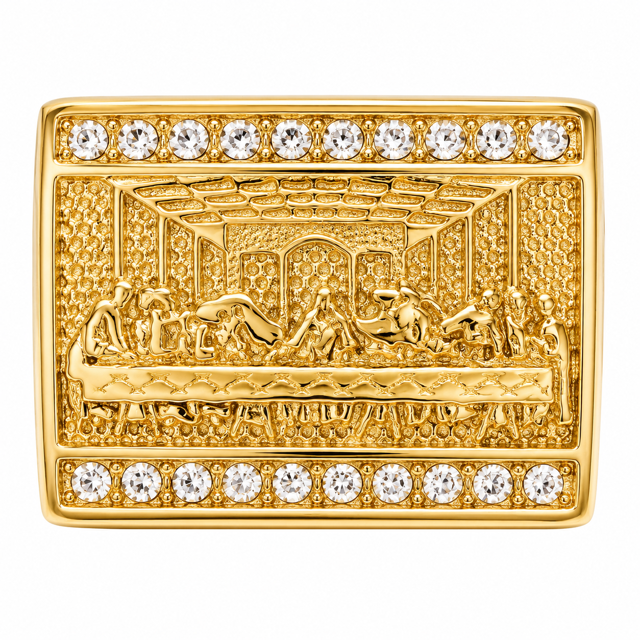 18k Gold PVD Stainless Steel Last Supper Jesus Communion Ring