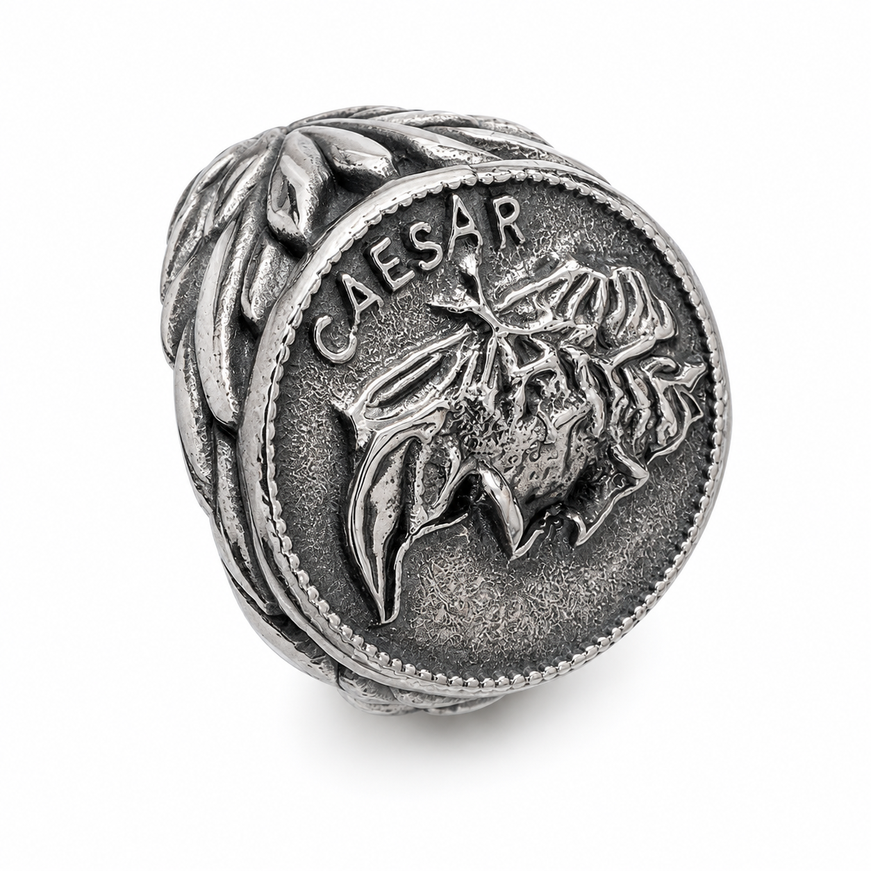 Stainless Steel Caesar Head Coin Roman Empire Ring