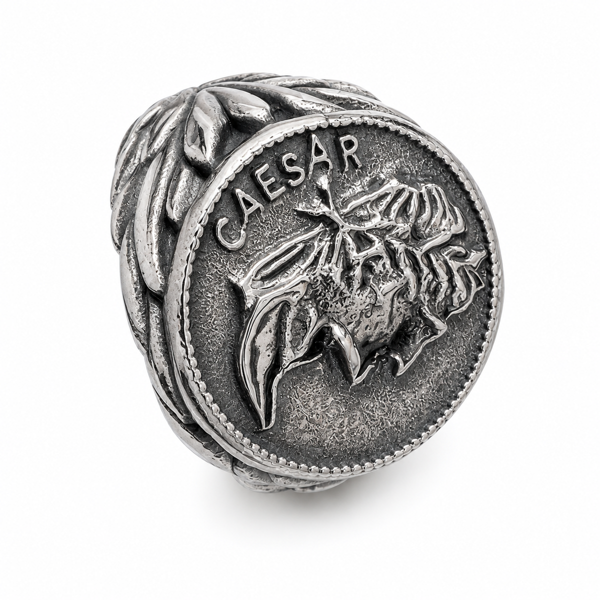 Stainless Steel Caesar Head Coin Roman Empire Ring