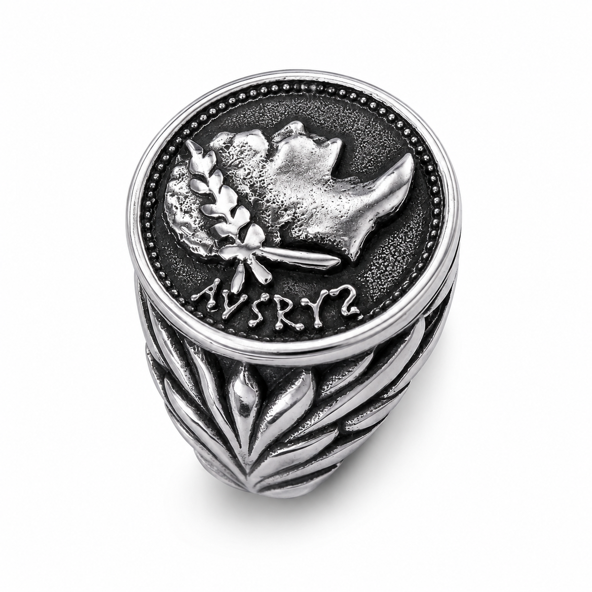 Stainless Steel Caesar Head Coin Roman Empire Ring