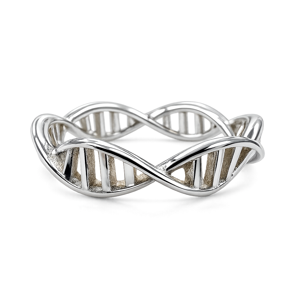 Stainless Steel 3D DNA Double Helix Wave Eternity Life Ring