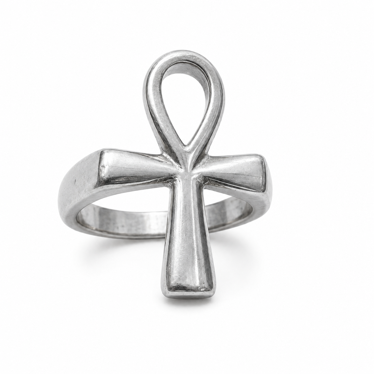 Stainless Steel Ahnk Cross Egyptian Plain Band Ring
