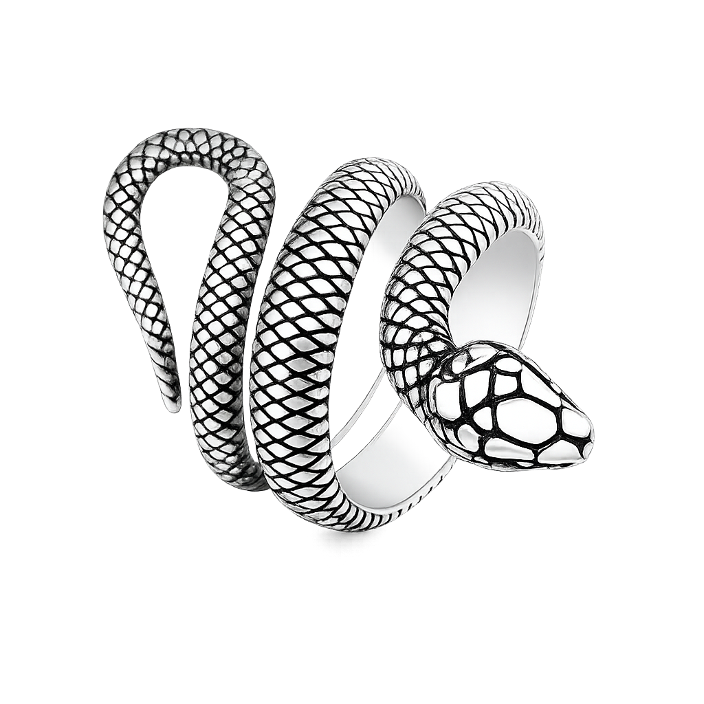Stainless Steel Snake Serpent Wide Animal Ring
