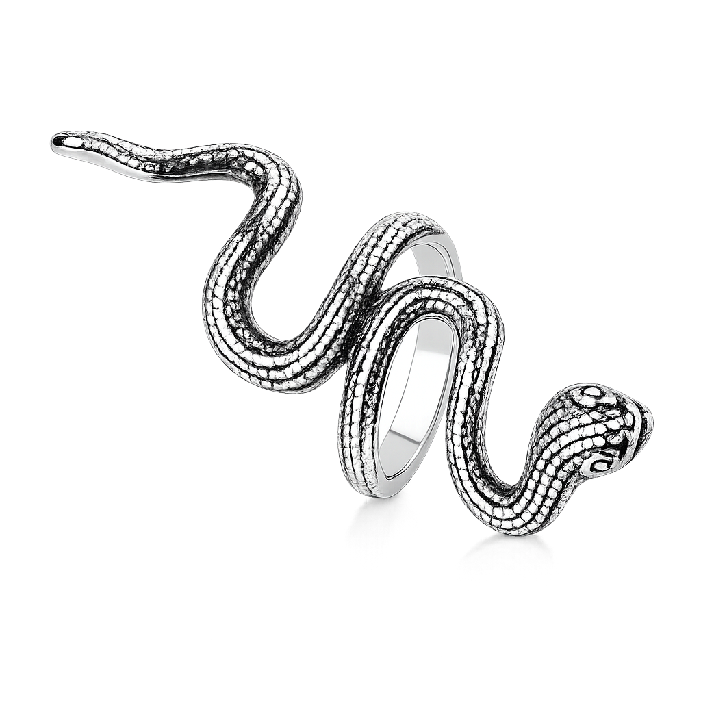 Stainless Steel Snake Serpent Long Animal Ring