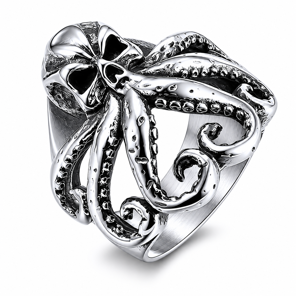 Stainless Steel Octopus Tentacle Leg Ocean Animal Marine Pirate Ring