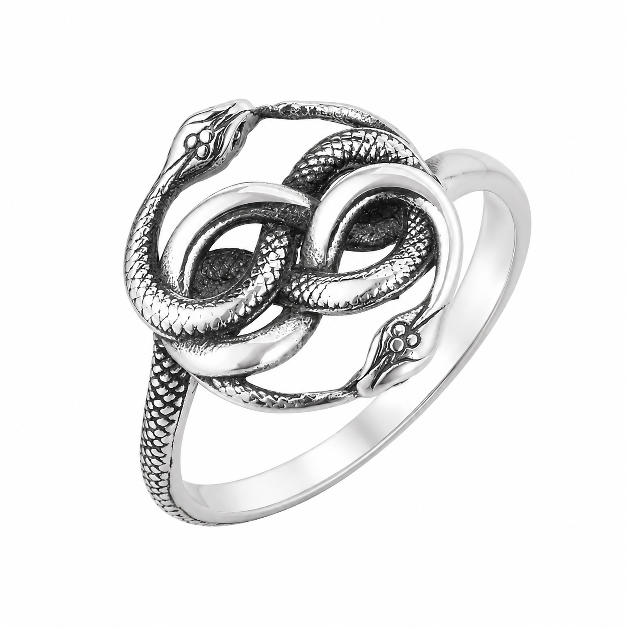 Stainless Steel Snake Infinity Knot Coil Animal Life Ring