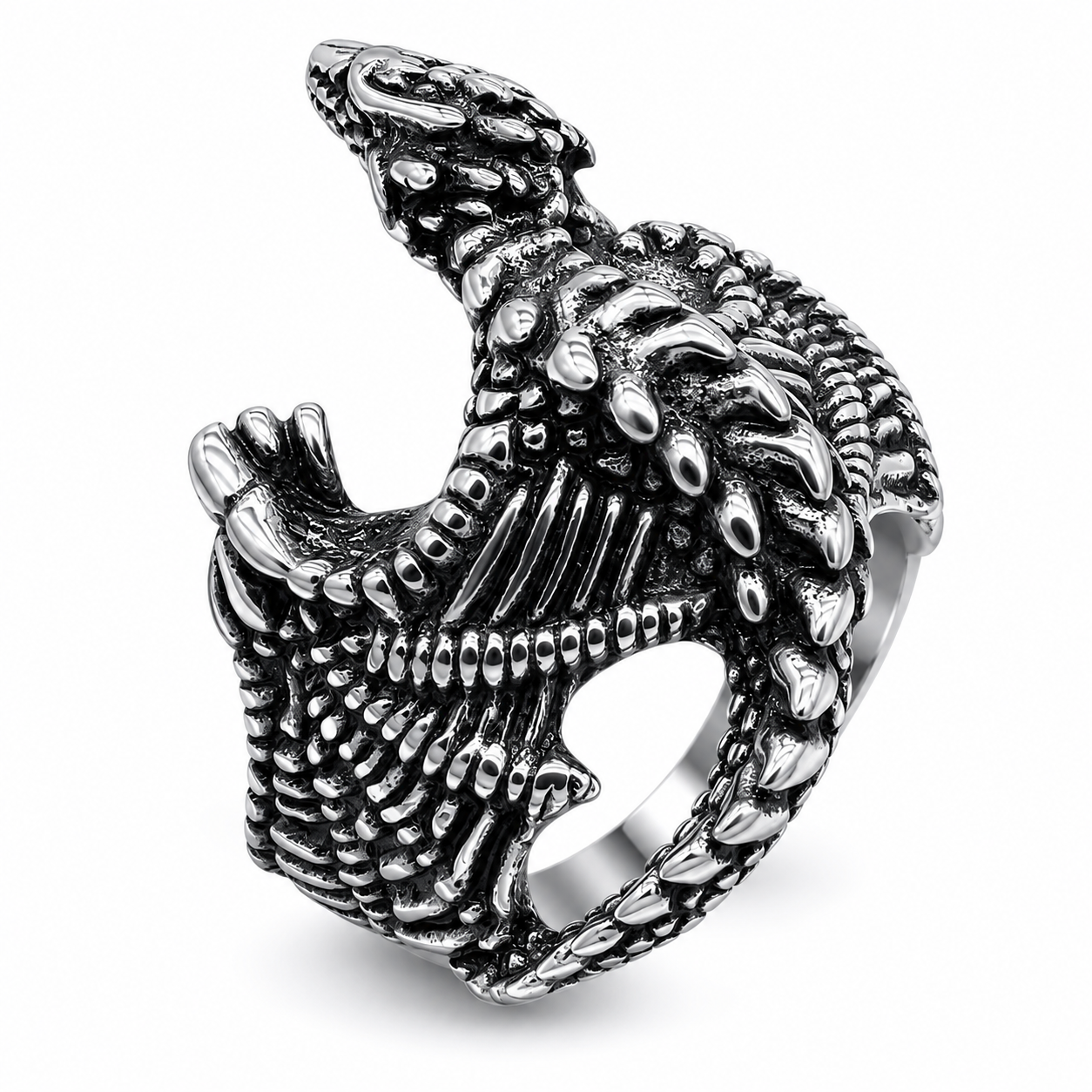 Stainless Steel Dragon Scale Mythical Animal Ring