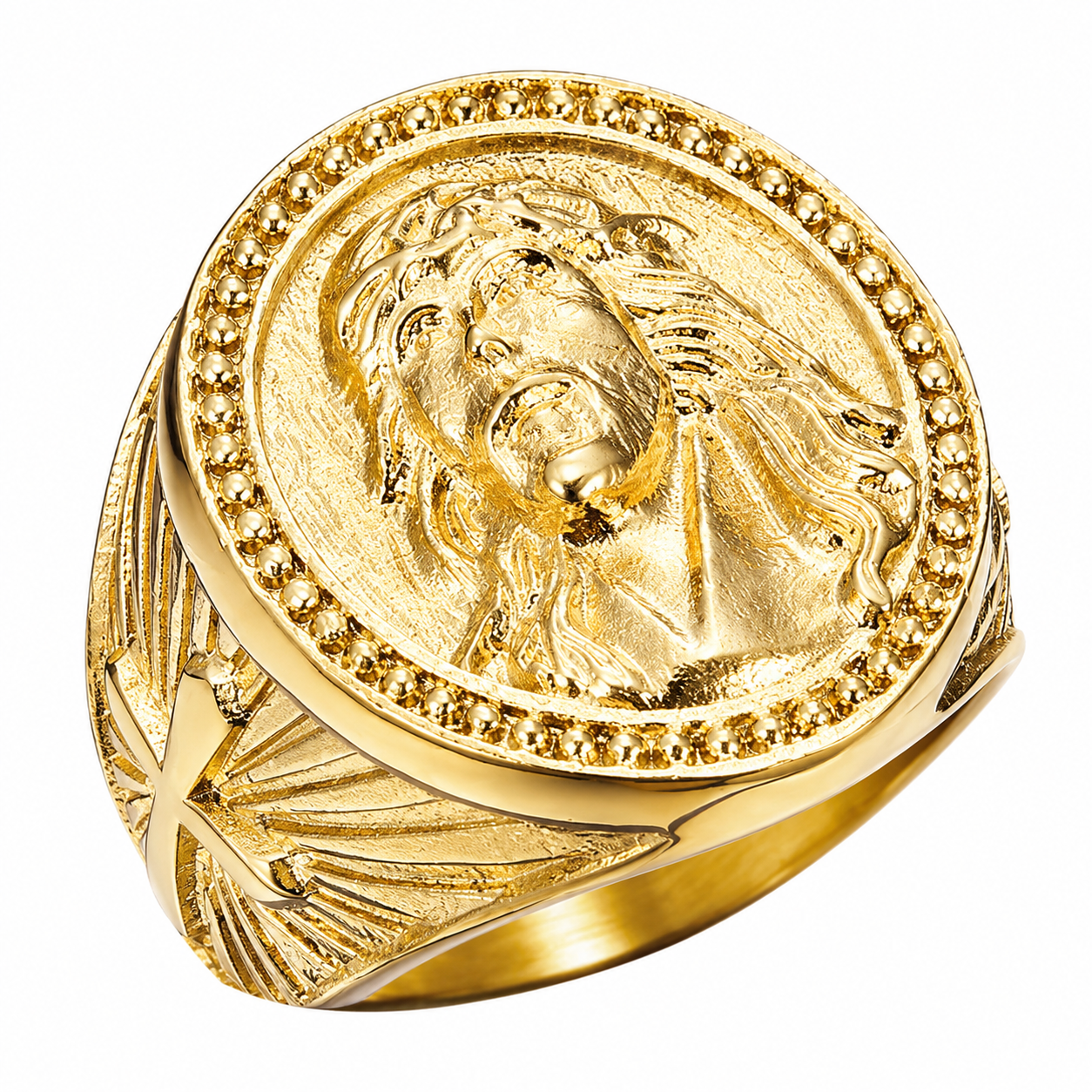 18k Gold PVD Stainless Steel Jesus Christ Crown of Thorns Ring