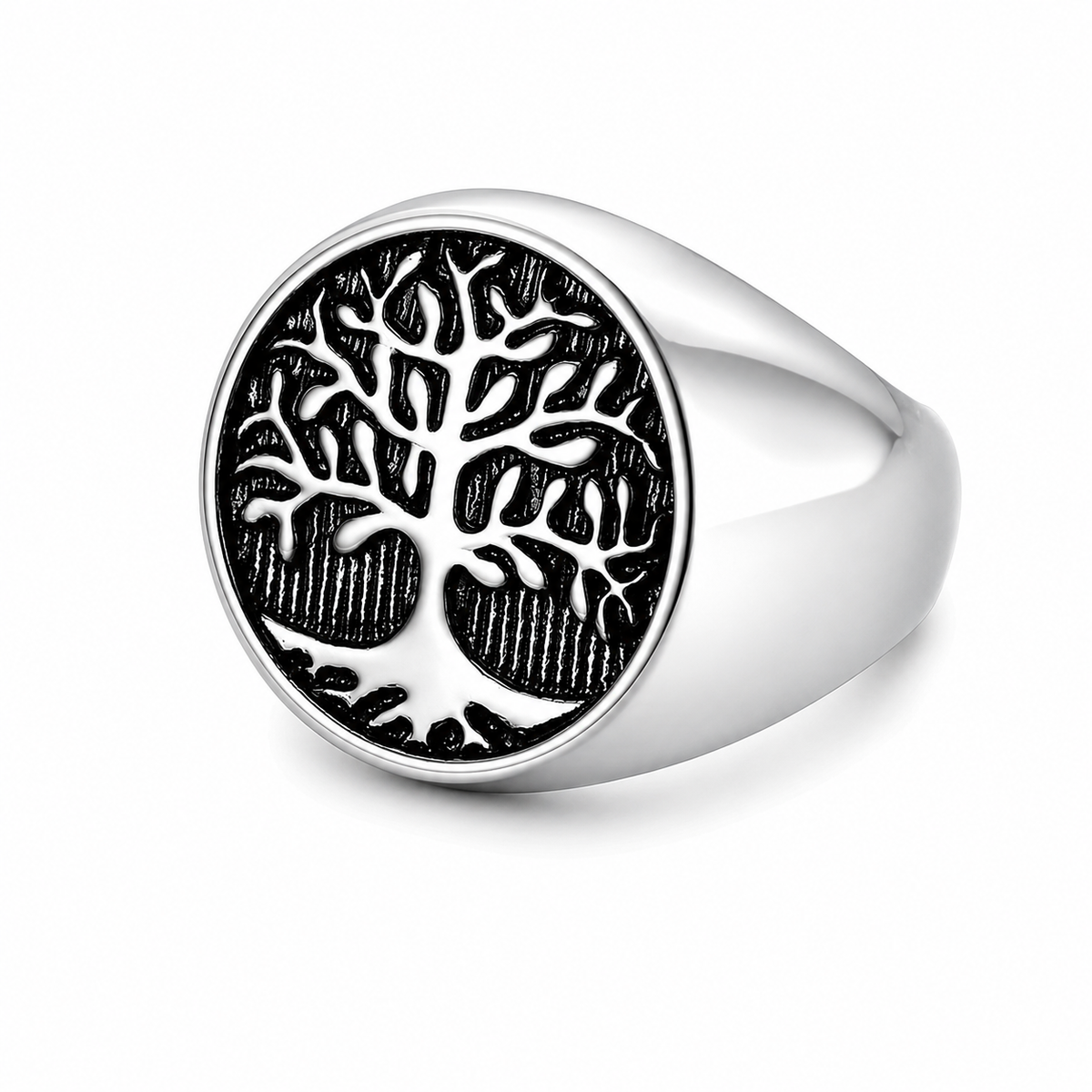 Stainless Steel Tree of Life Nature Plant Family Ring
