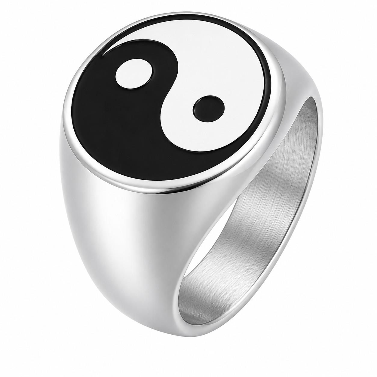Stainless Steel Yin Yang Peace Band Ring