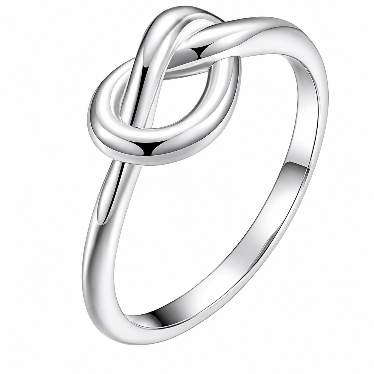 Stainless Steel Love Knot Heart Friendship Band Ring