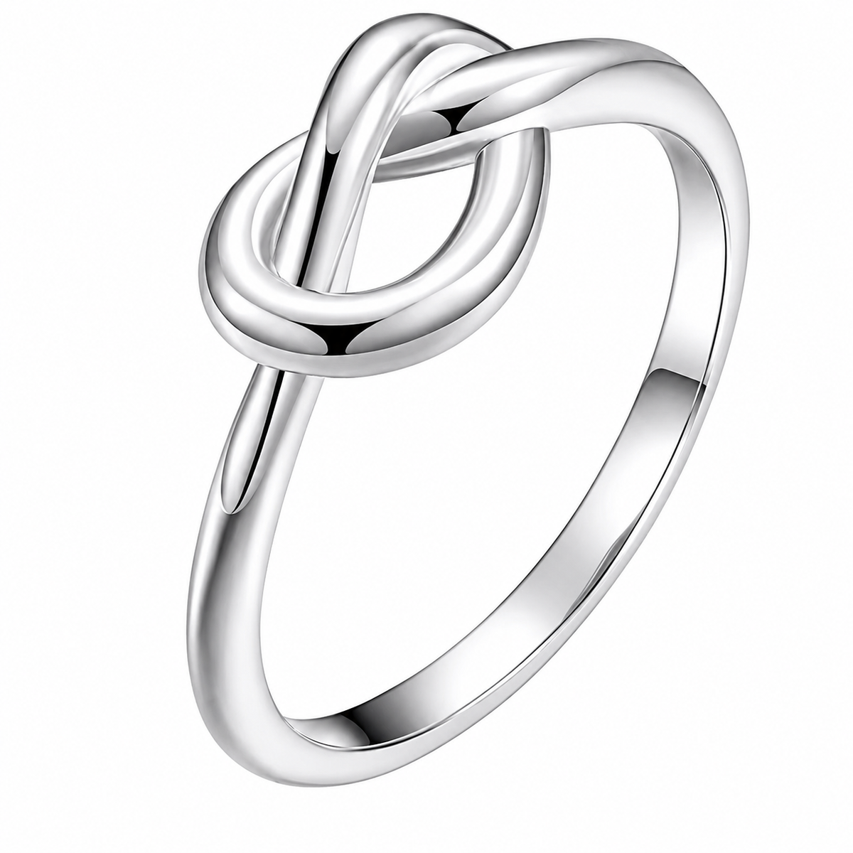Stainless Steel Love Knot Heart Friendship Band Ring