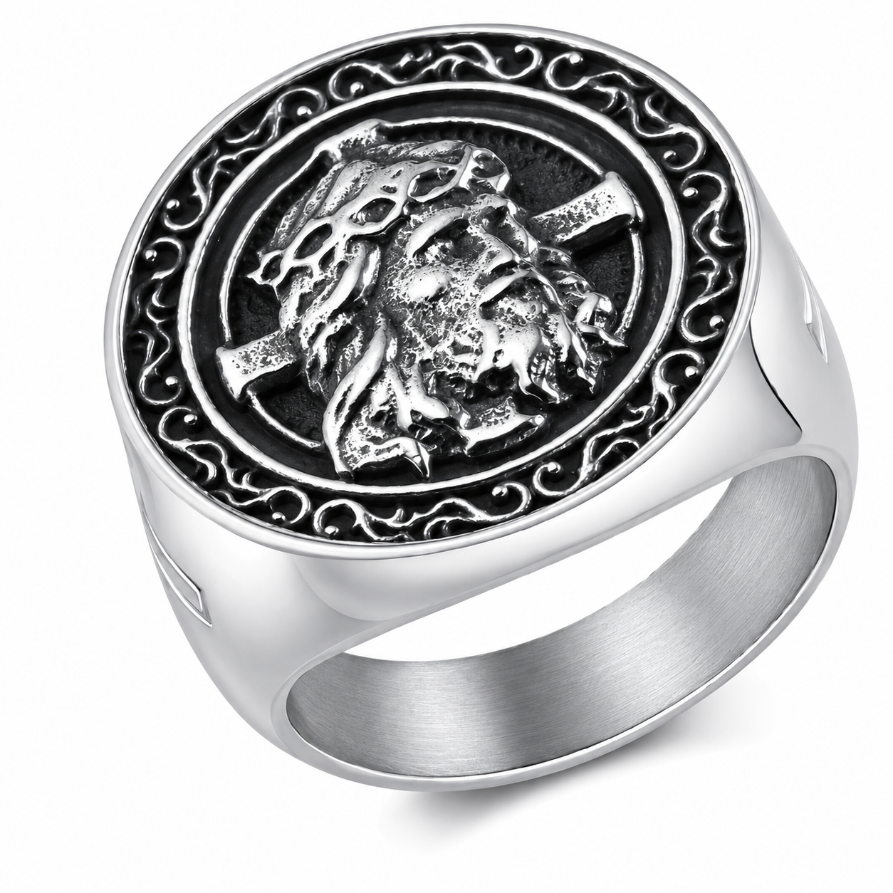 Stainless Steel Jesus Christ Cross Salvation Christian Ring