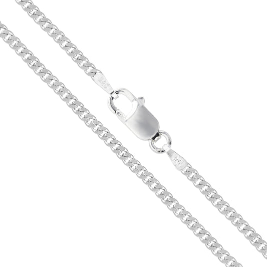 Curb 060 - 2.8mm - Sterling Silver Flat Curb Chain Necklace