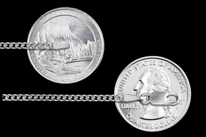 Curb 050 - 2.1mm - Sterling Silver Flat Curb Chain Necklace