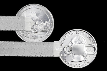 Herringbone 100 - 9mm - Sterling Silver Herringbone Chain Necklace