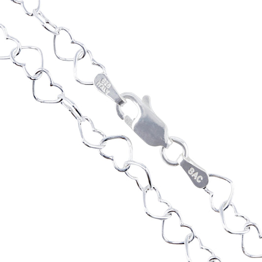 Heart 070 - 5.4mm - Sterling Silver Heart Chain Necklace