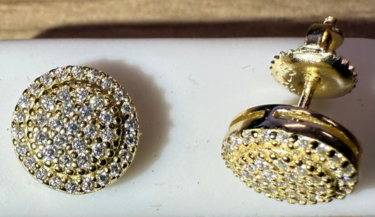 Gold Over Sterling Silver VVS1 Moissanite Stud Halo Screw Back 0.72 ct Earrings