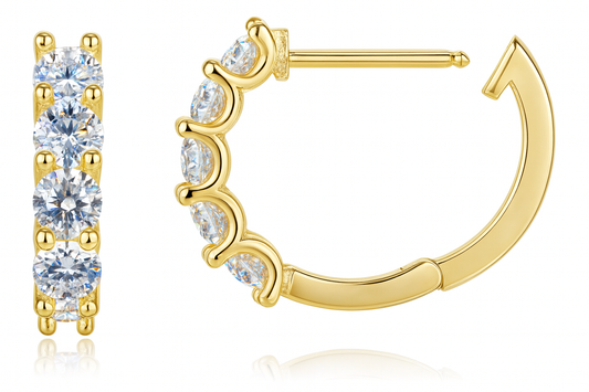 Gold Over Sterling Silver VVS1 Moissanite Stud Snap Huggie 1.01 ct 925 Earrings