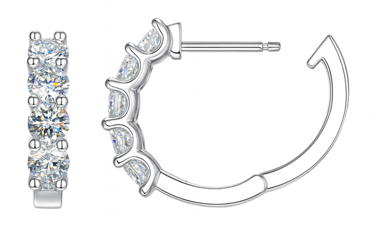 Sterling Silver VVS1 Moissanite Stud Snap Huggie 1.01 ct Solid 925 Earrings