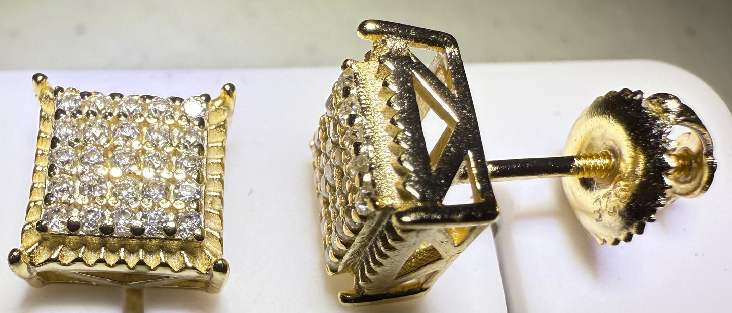 Gold Over Sterling Silver VVS1 Moissanite Stud Micro Screw Back 0.5 ct Earrings