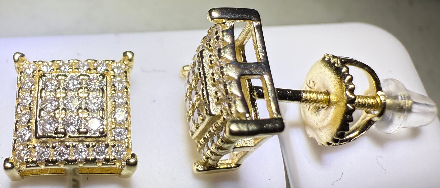 Gold Over Sterling Silver VVS1 Moissanite Stud Micro Screw Back 0.39 ct Earrings