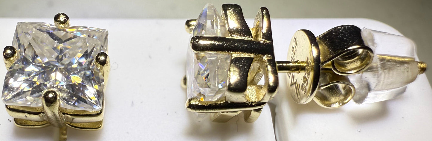 Gold Over Sterling Silver VVS1 Moissanite Stud Screw Back 2.2 ct 925 Earrings