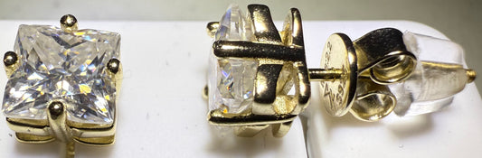 Gold Over Sterling Silver VVS1 Moissanite Stud Screw Back 2.2 ct 925 Earrings