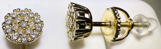 Gold Over Sterling Silver VVS1 Moissanite Stud Circle Screw Back 0.28ct Earrings