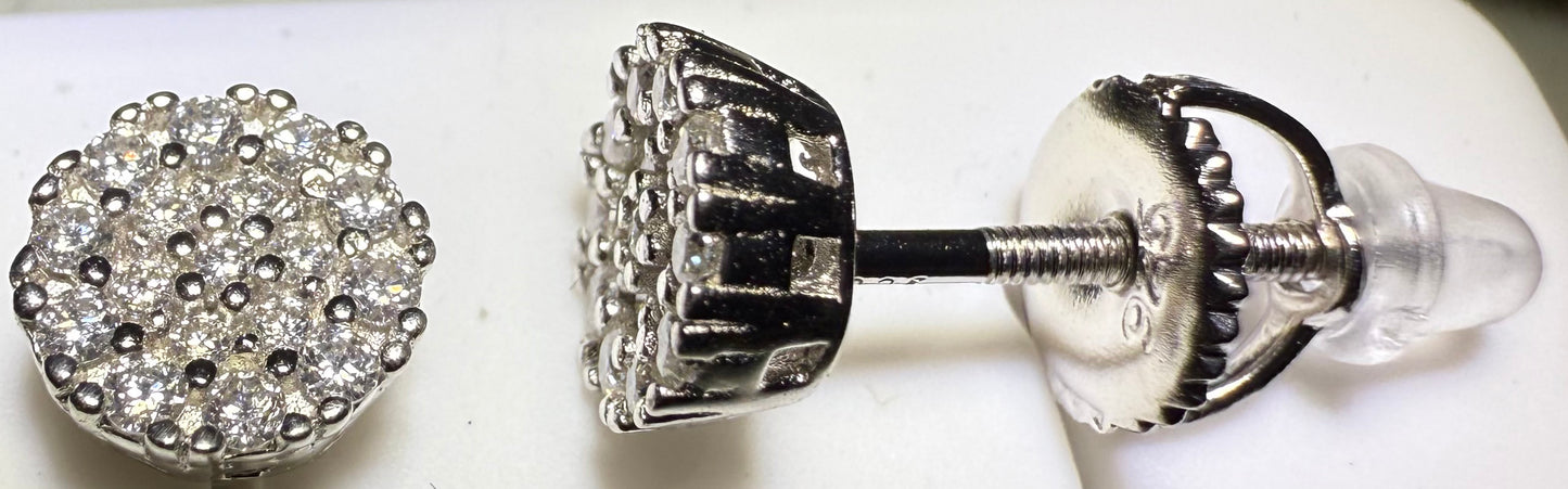 Sterling Silver VVS1 Moissanite Stud Micro Circle Screw Back 0.28 ct Earrings