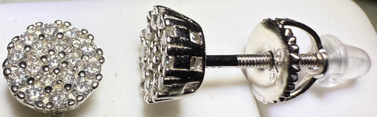 Sterling Silver VVS1 Moissanite Stud Micro Circle Screw Back 0.28 ct Earrings