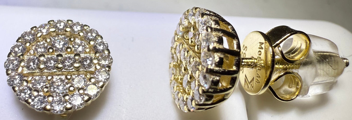 Gold Over Sterling Silver VVS1 Moissanite Stud Circle Screw Back 0.44ct Earrings